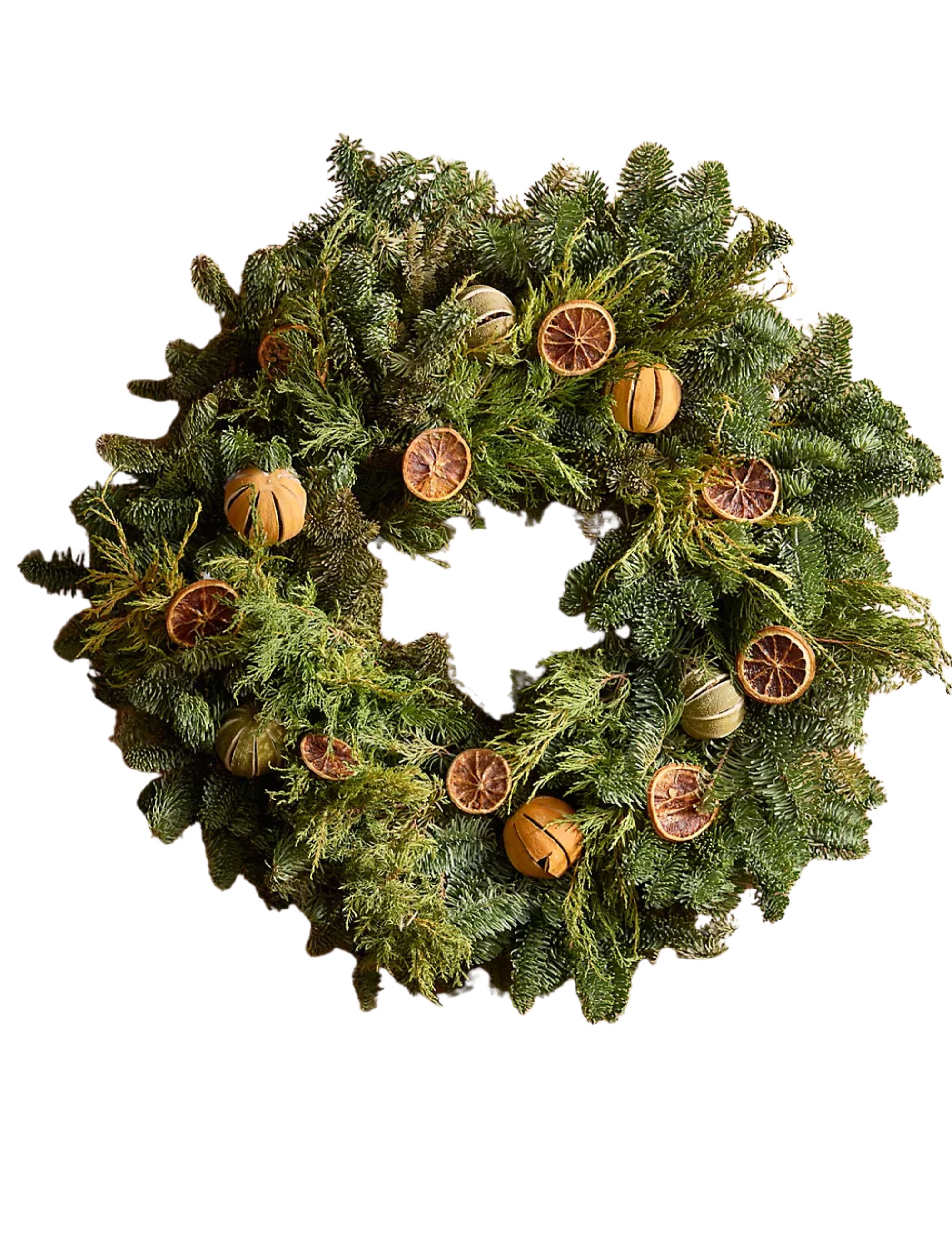 Fresh Evergreen + Dried Citrus Wreath