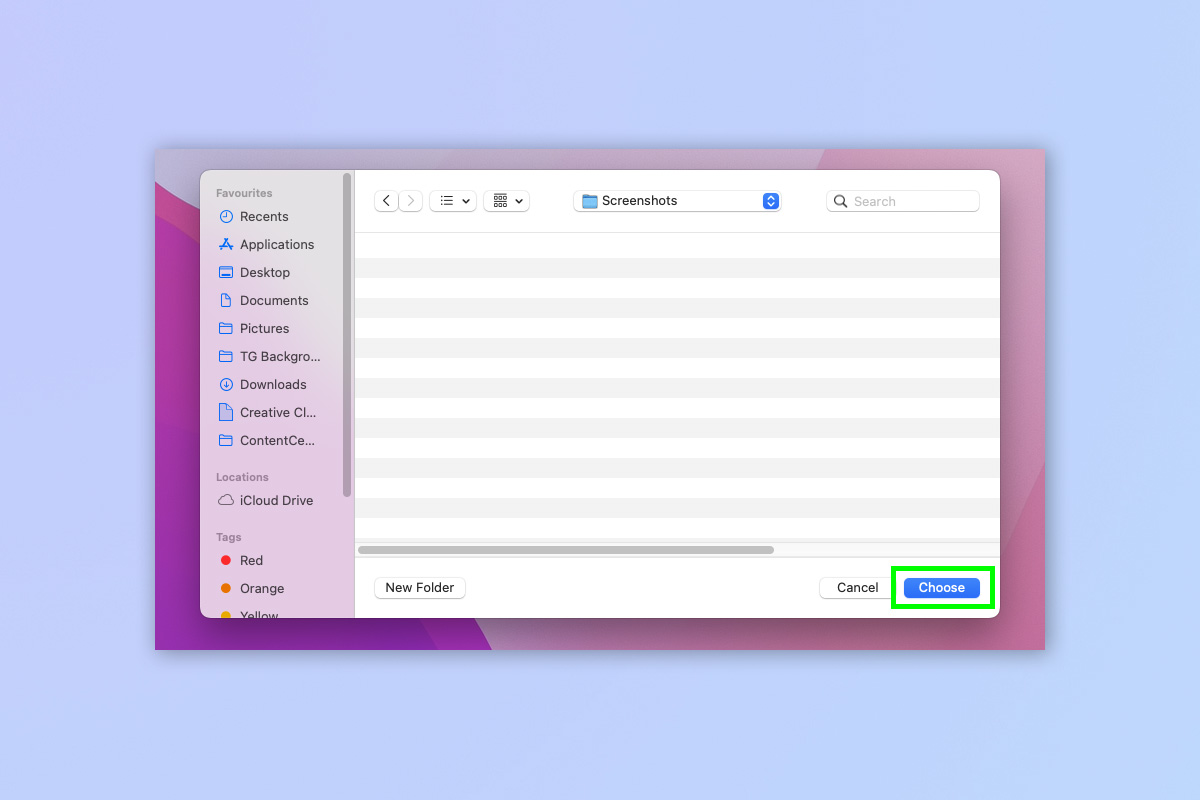 Una captura de pantalla que muestra cómo cambiar la ubicación de la captura de pantalla en Mac