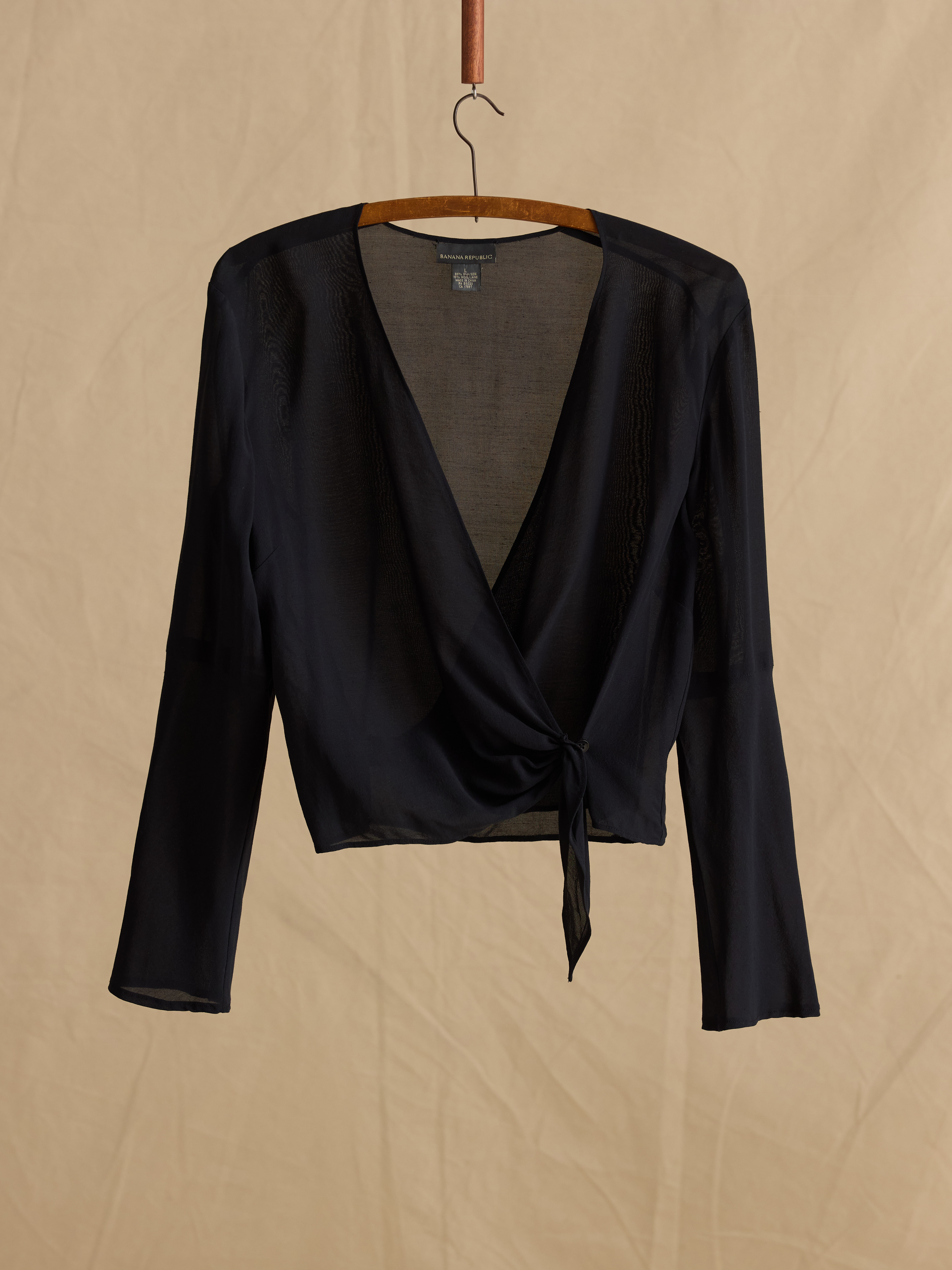 Banana Republic, Sheer Silk-Wool Wrap Top