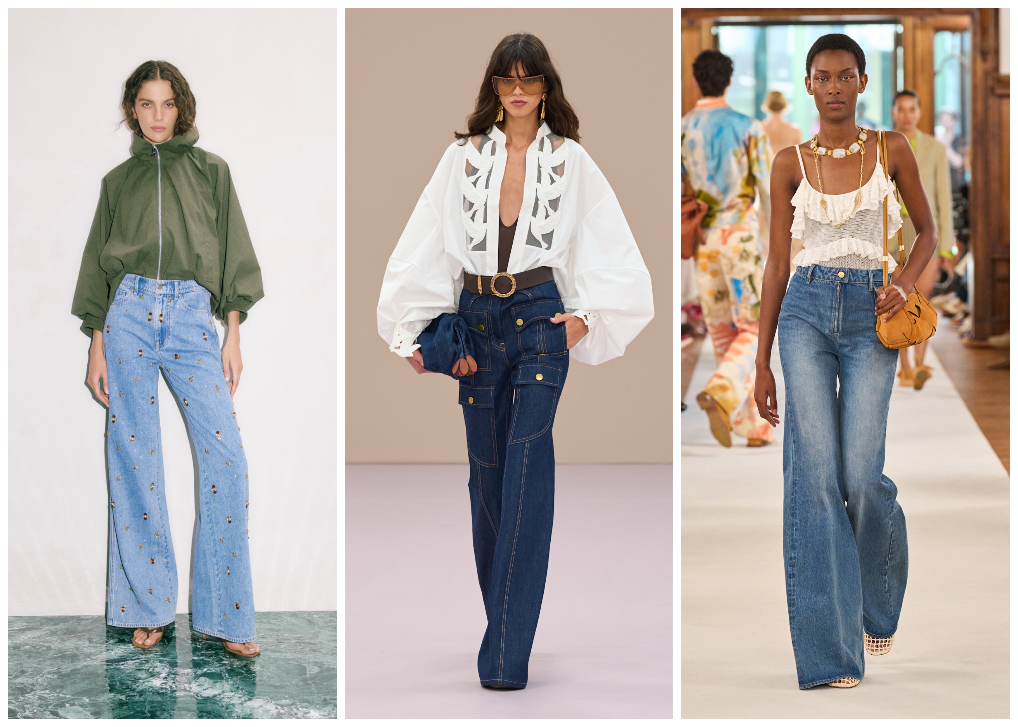 bootcut jeans in the spring 2026 collections of veronica beard, zimmermann, and ulla johnson
