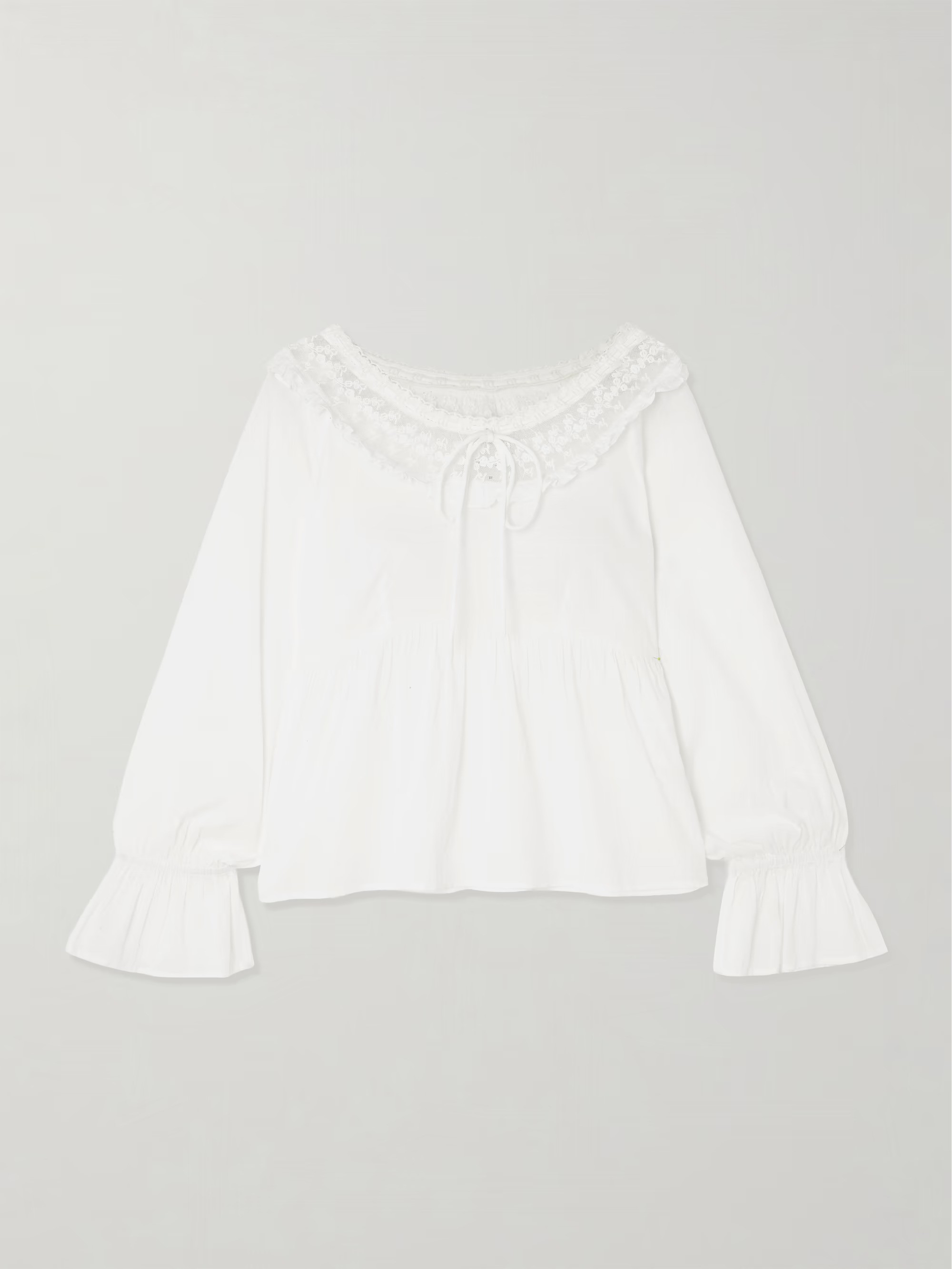 Posse, Danielle Lace-Trimmed Cotton Blouse