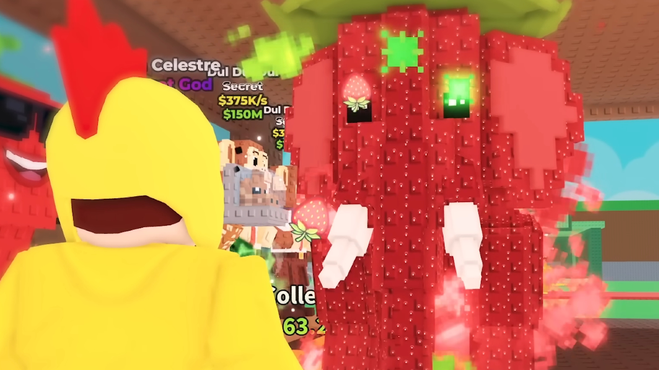 Een personage dat naar een olifant kijkt in Steal a Brainrot