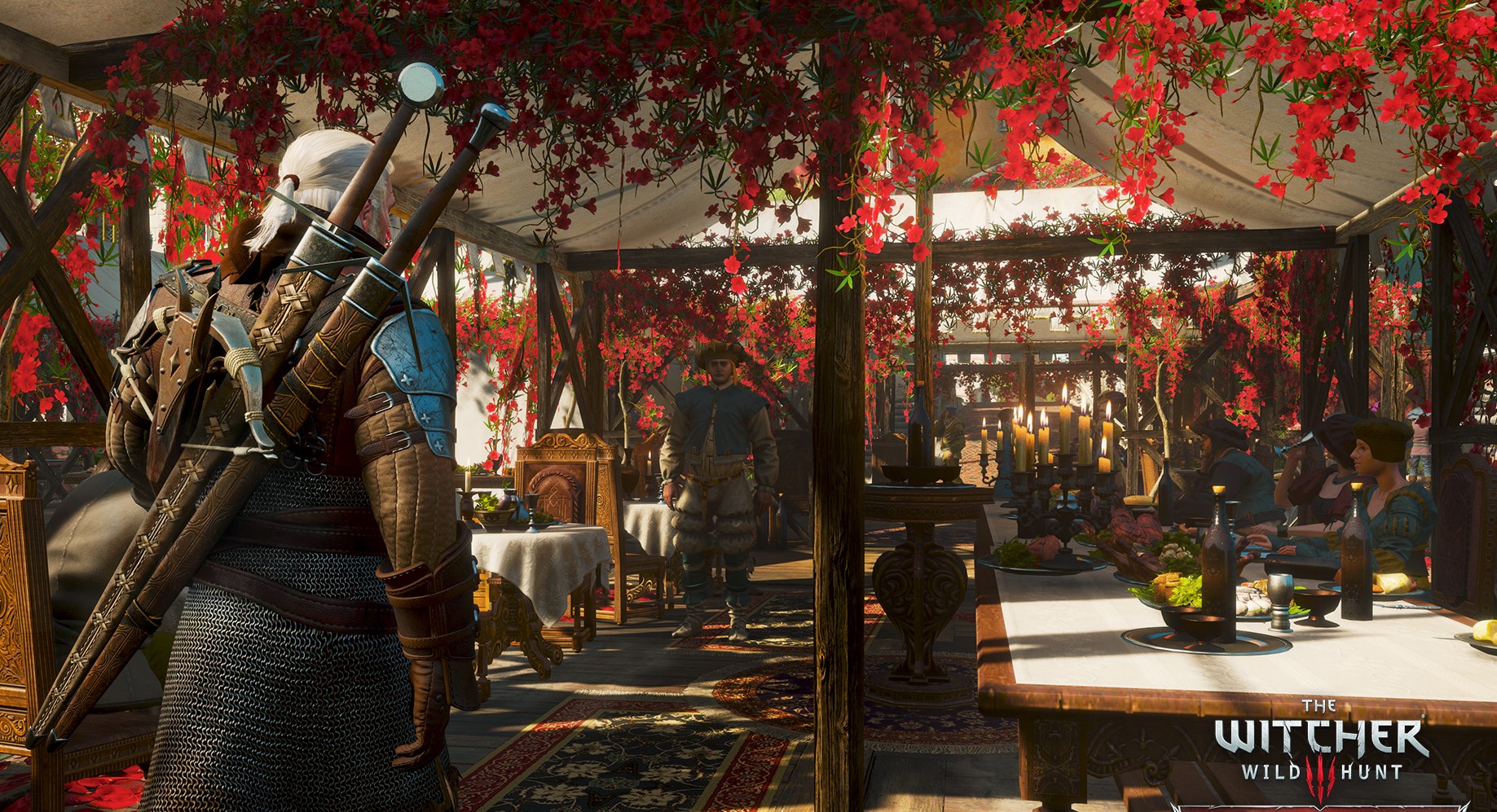 An outdoor feast in The Witcher 3: Wild Hunt