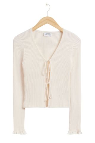 & Other Stories Tie-Front Ribbed Cardigan