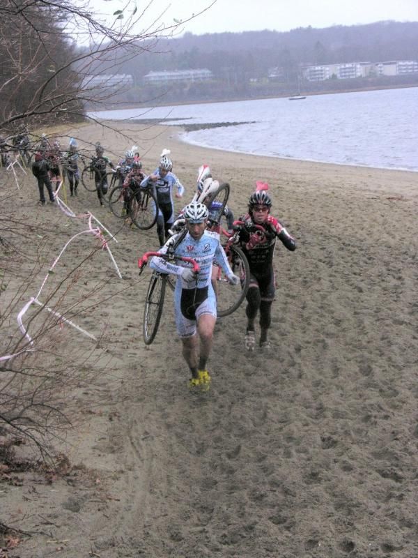 Adam Myerson continued to lead during the first lap off the beach run.