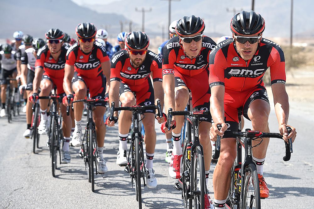BMC line up on the front during stage 1 in Oman.