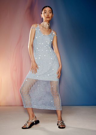 Beaded Crochet Midi Dress