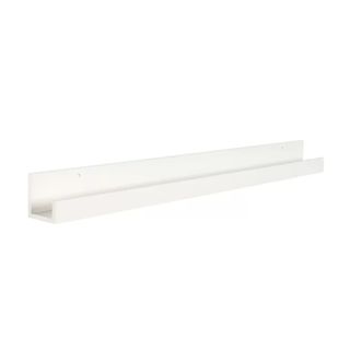 A long white wall shelf