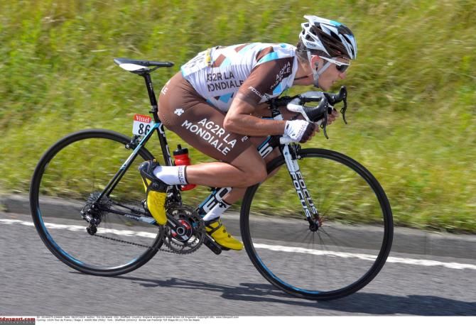 Blel Kadri (Ag2r-La Mondiale) gets into an aero tuck