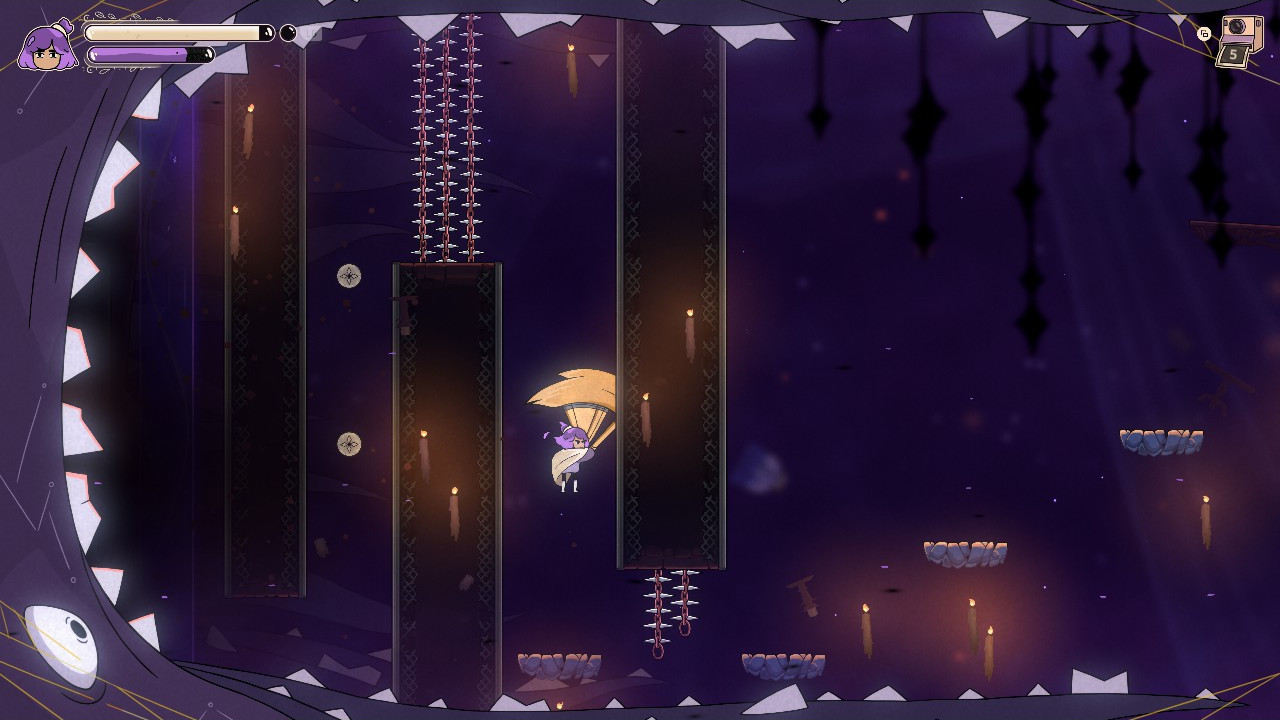 A maw hungers for the player during a trick platforming challenge in Constance