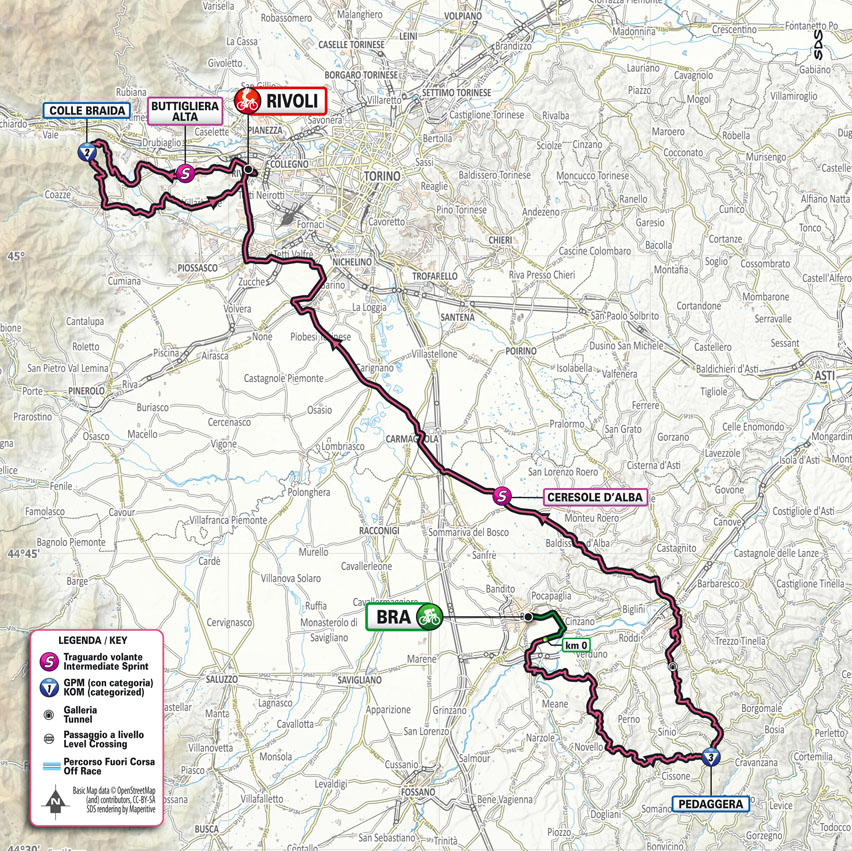 Mappa del percorso della 12a tappa del Giro d'Italia 2023