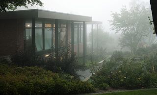 Misty view of the museum gardens