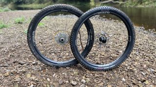HUNT Proven Carbon Race XC wheels by a river