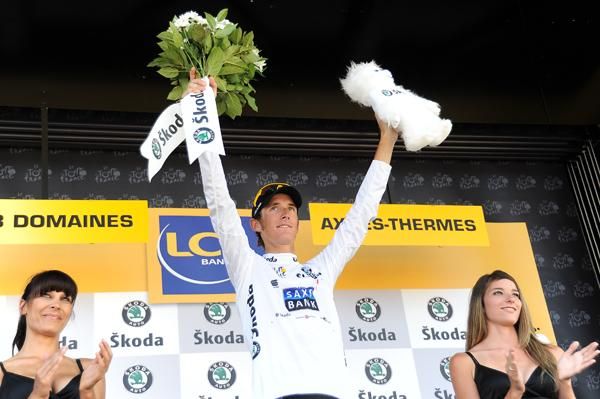 Andy Schleck (Saxo Bank) on the podium