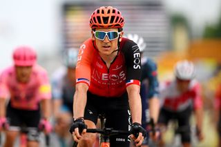 RIMINI ITALY JUNE 29 Geraint Thomas of The United Kingdom and Team INEOS Grenadiers crosses the finish line during the 111th Tour de France 2024 Stage 1 a 206km stage from Firenze to Rimini UCIWT on June 29 2024 in Rimini Italy Photo by Dario BelingheriGetty Images