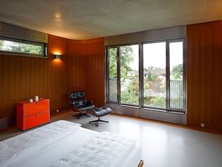 Concrete structural slabs in bedroom