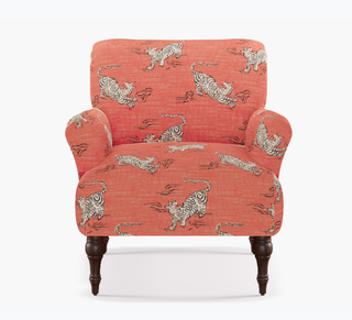 red patterned accent chair