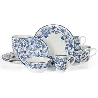 Martha Stewart Goodale Vintage Blue Stoneware 16 Piece Dinnerware Set