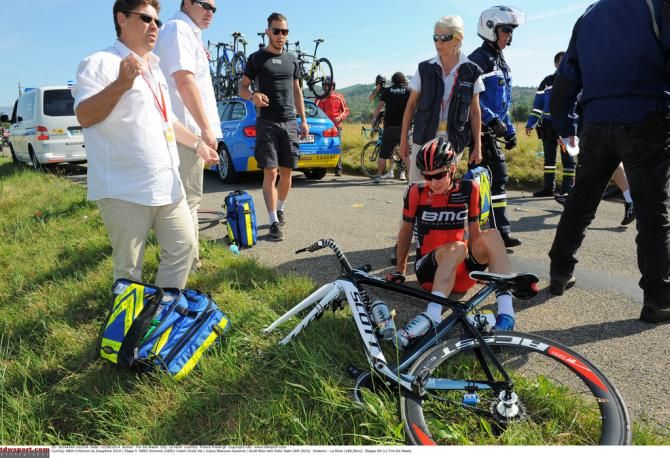 Dominik Nerz (BMC) after crashing