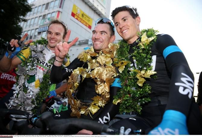 Team Sky celebrated taking first and third with Sutton and Swift