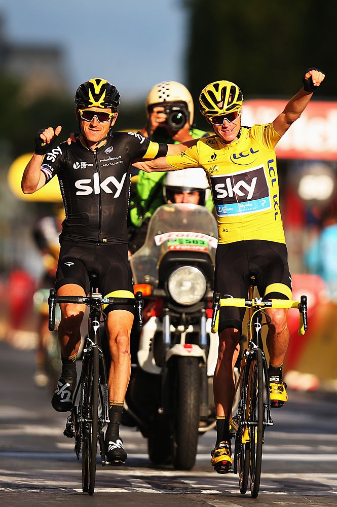 Chris Froome celebrates his Tour de France victory
