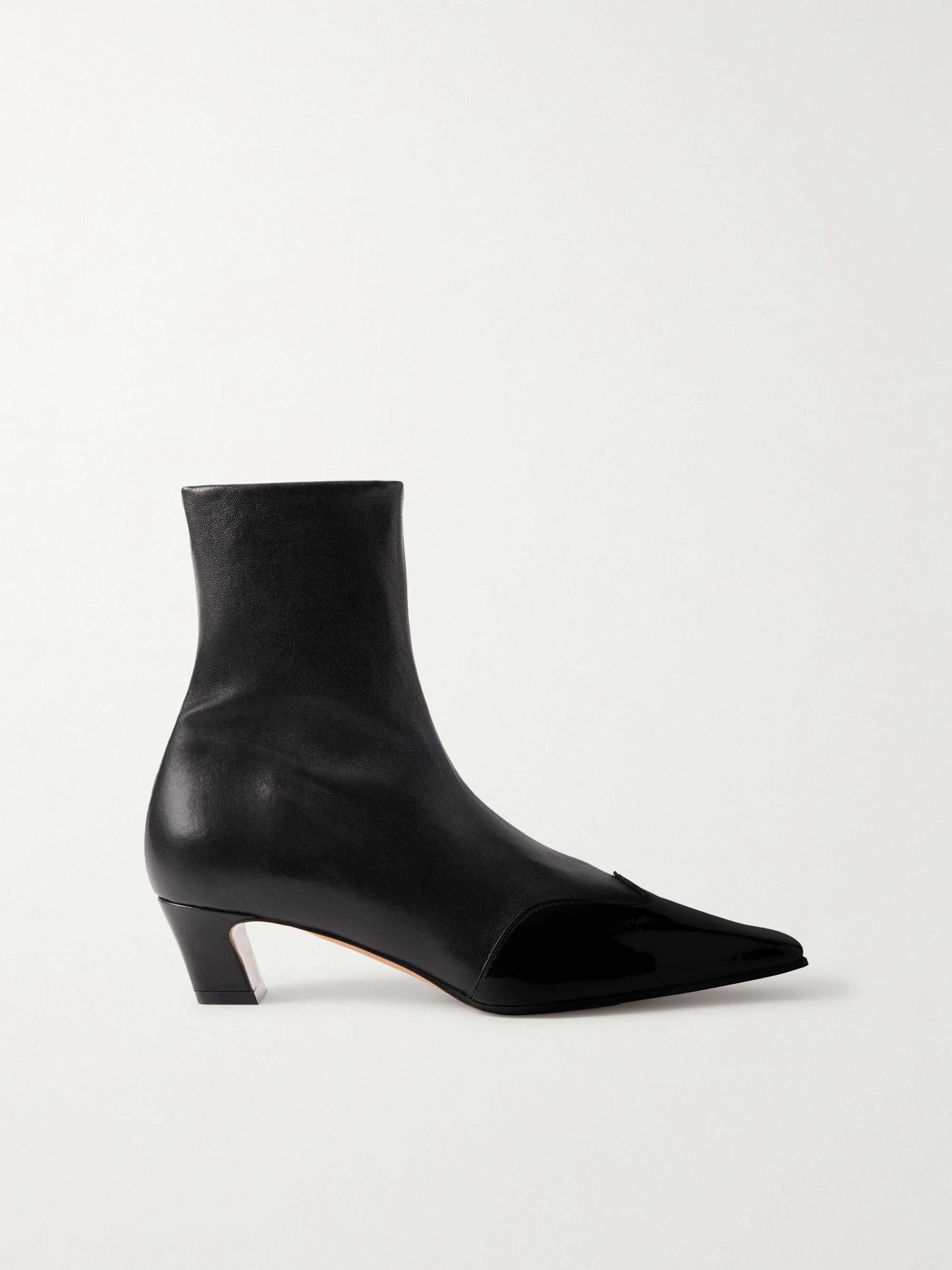 Nevada Patent-Trimmed Leather Ankle Boots