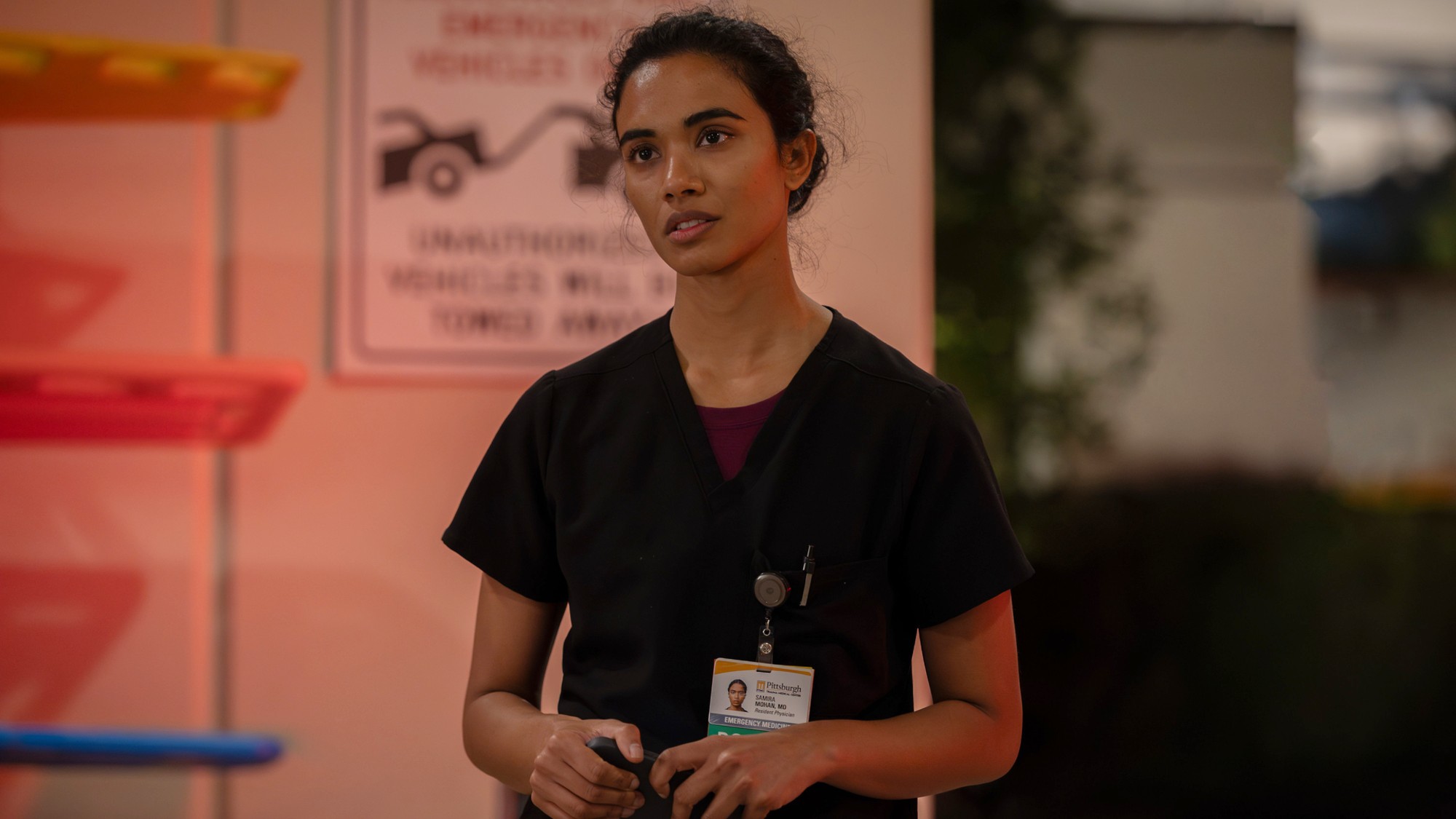 Supriya Ganesh as Dr. Samira Mohan on The Pitt.
