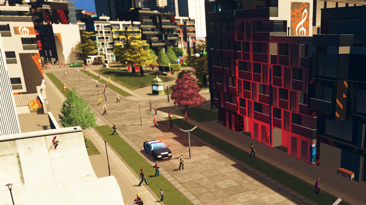 An image of a pedestrian street from Cities: Skylines