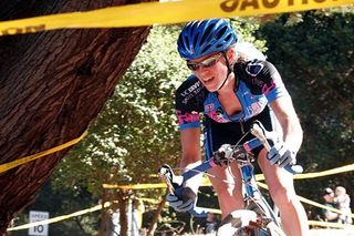 Barbara Howe in action during the Surf City Cross in Santa Cruz, California.