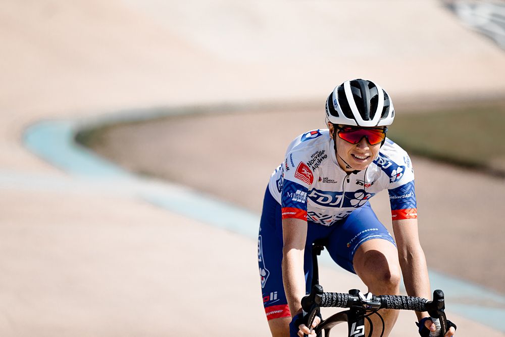 FDJ Nouvelle-Aquitaine Futuroscope preview the cobbles of Paris-Roubaix - in the Roubaix Velodrome