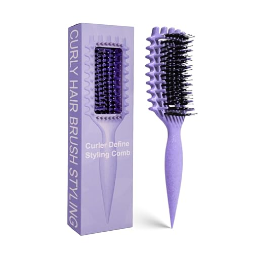 Curly Hair Brush Candybrush Curl Defining Brush for Detangling Shaping and Defining Curls for Women, Men, Wet &amp;amp; Dry Hair (purple)