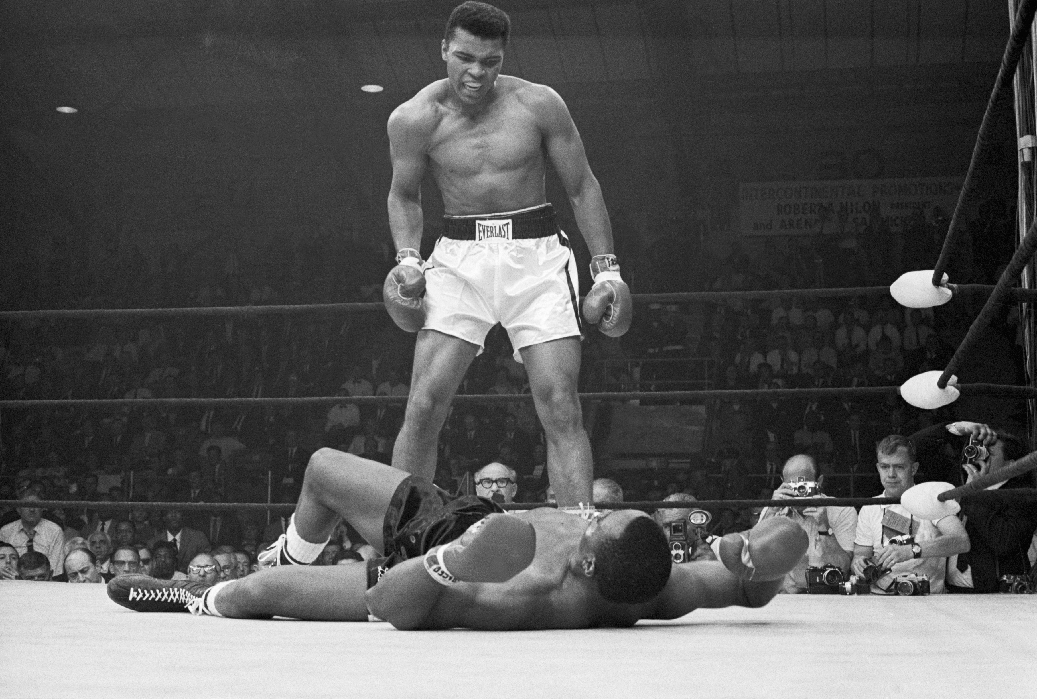 Muhammad Ali fighting Sonny Liston in 1965.