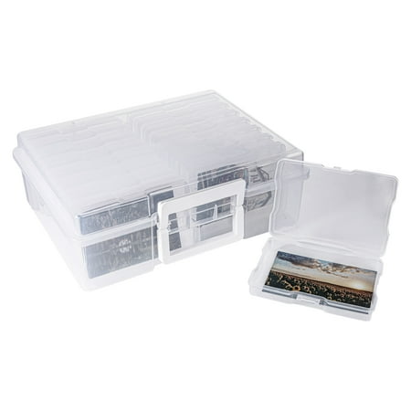 Wrvcss 4x6in Photo Storage Box, Photo Cases and Craft Keeper With Handle,greeting Cards Organizer Kit for Holiday Birthday Get Well Cards Photos, Crafts, Scrapbooking (4x6)