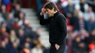 Tottenham manager Antonio Conte gestures during Tottenham's 3-3 draw at Southampton.