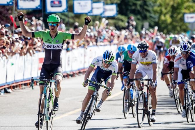 Theo Boss (Belkin) takes the win over Daryl Impey (Orica-GreenEdge)