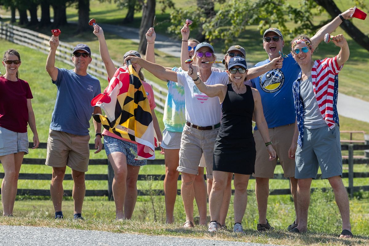 Spectators congregated all around the course to wait for riders to pass by.