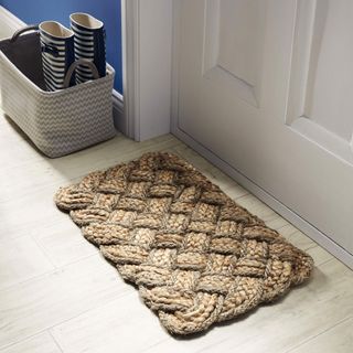 wooden flooring with woven jute mat