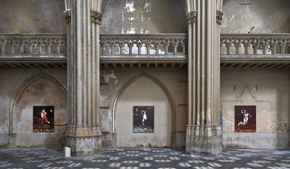 Installation view of ’The Evidence of Things Unseen’, a solo exhibition of Titus Kaphar at L’Église du Gesú, Brussels