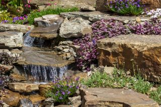 small rock garden ideas: waterfall