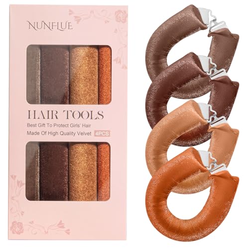 Nunflue Heatless Curls Overnight Set - Jumbo Soft Hair Curlers to Sleep In, No Damage Velvet Curling Rods With Silk Scarf, Overnight Non-Heating Sleep Styling Tools for All Hair Types