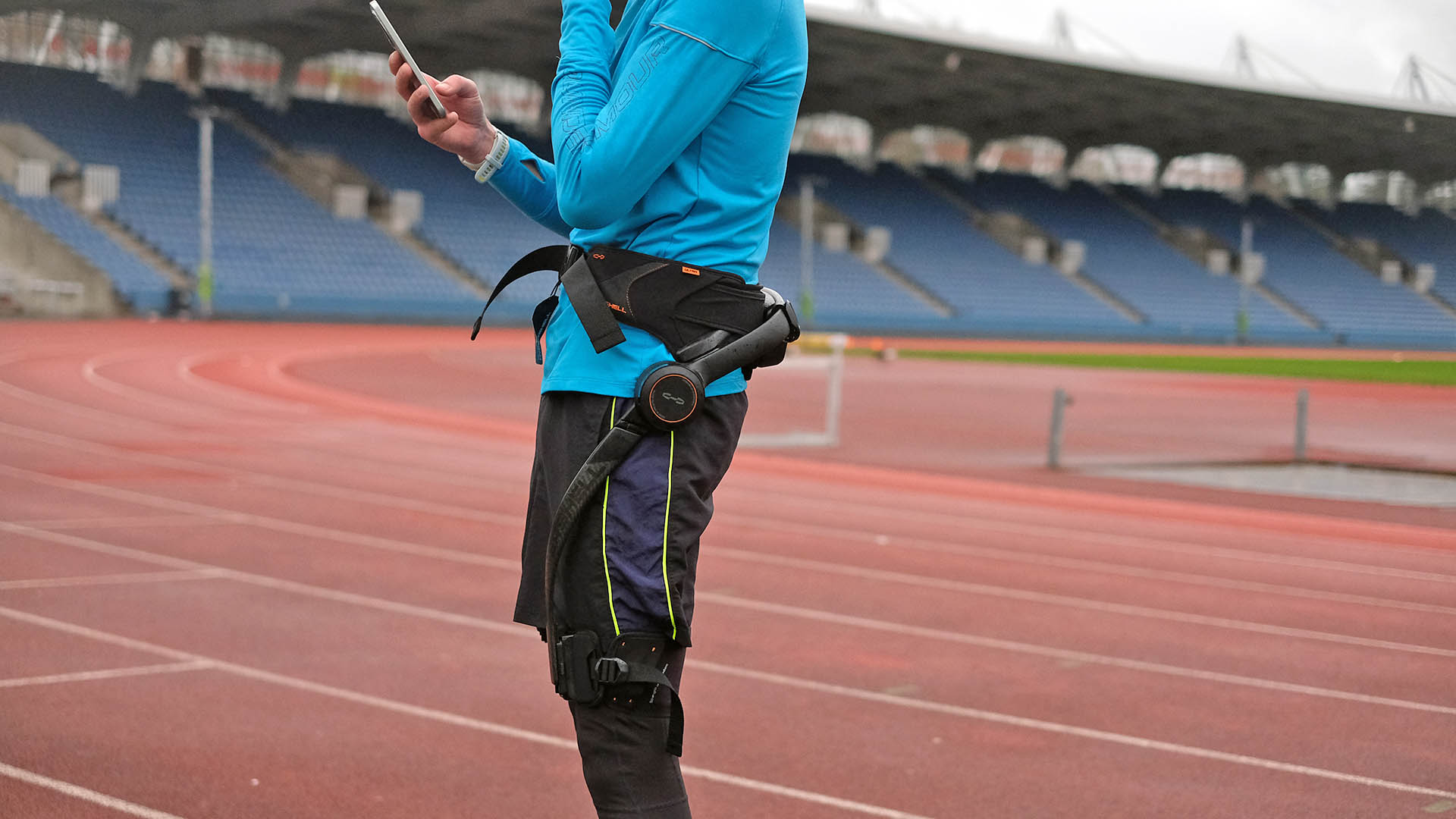 Hypershell X Ultra worn at a running track