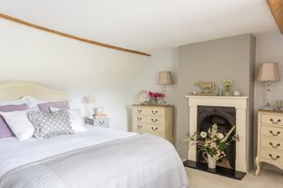 bedroom in grade II listed thatched cottage