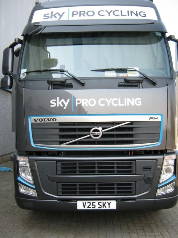 The custom design Team Sky mechanics truck