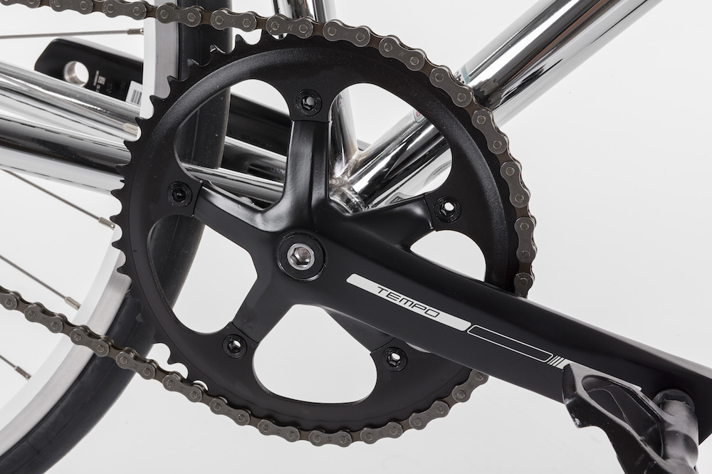 The chainset on the Bianchi Pista Steel