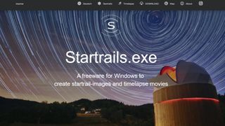 Website screenshot from Startrails (December 2024)