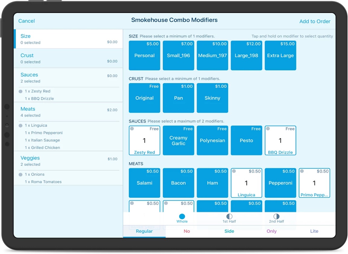 Revel iPad POS system interface