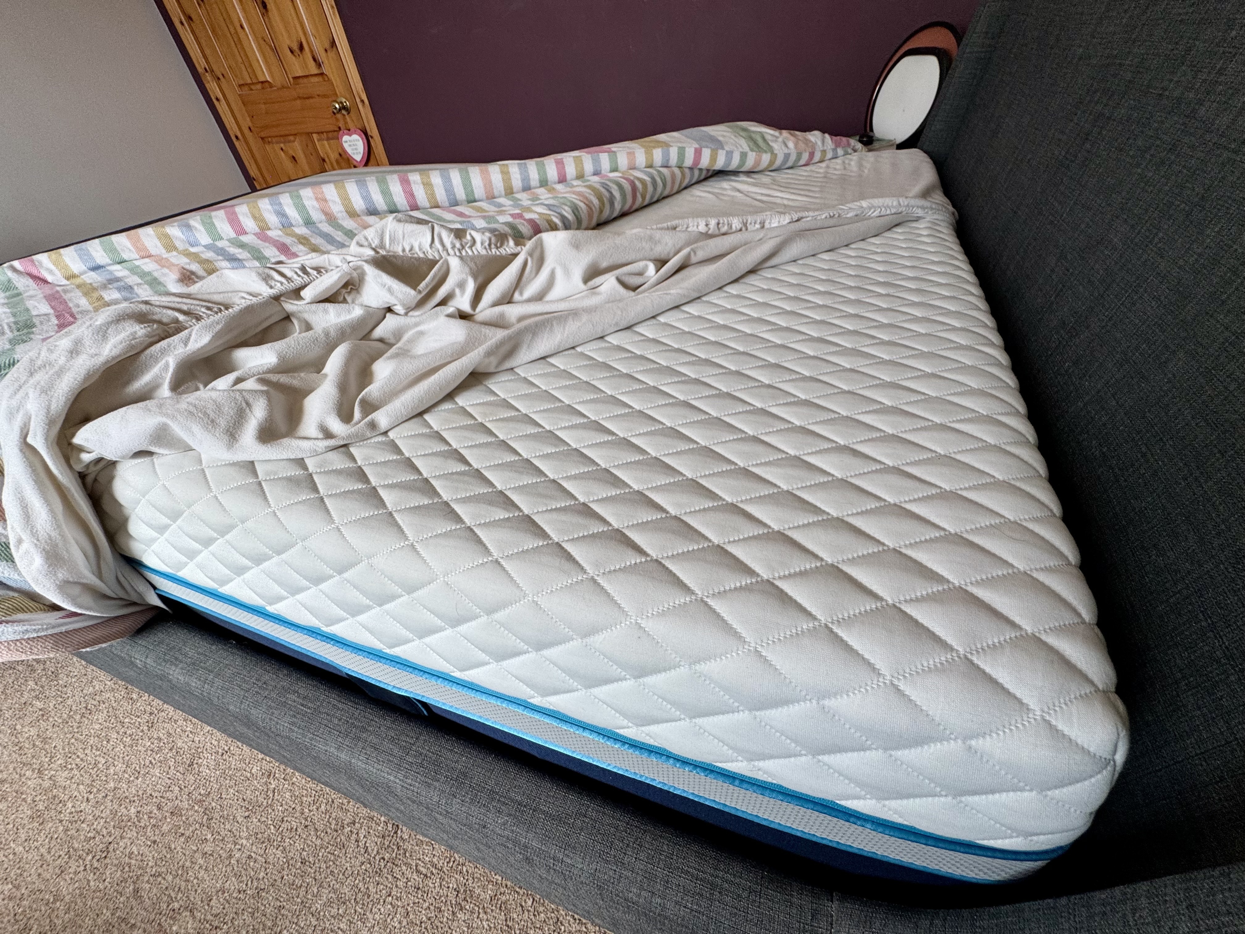 An image of the Simba Hybrid Luxe mattress being tested by Ecommerce Editor Heidi Scrimgeour