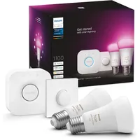 Philips Hue White and Colour Ambience Bulb Starter Kit – 2x E27 + Smart Button