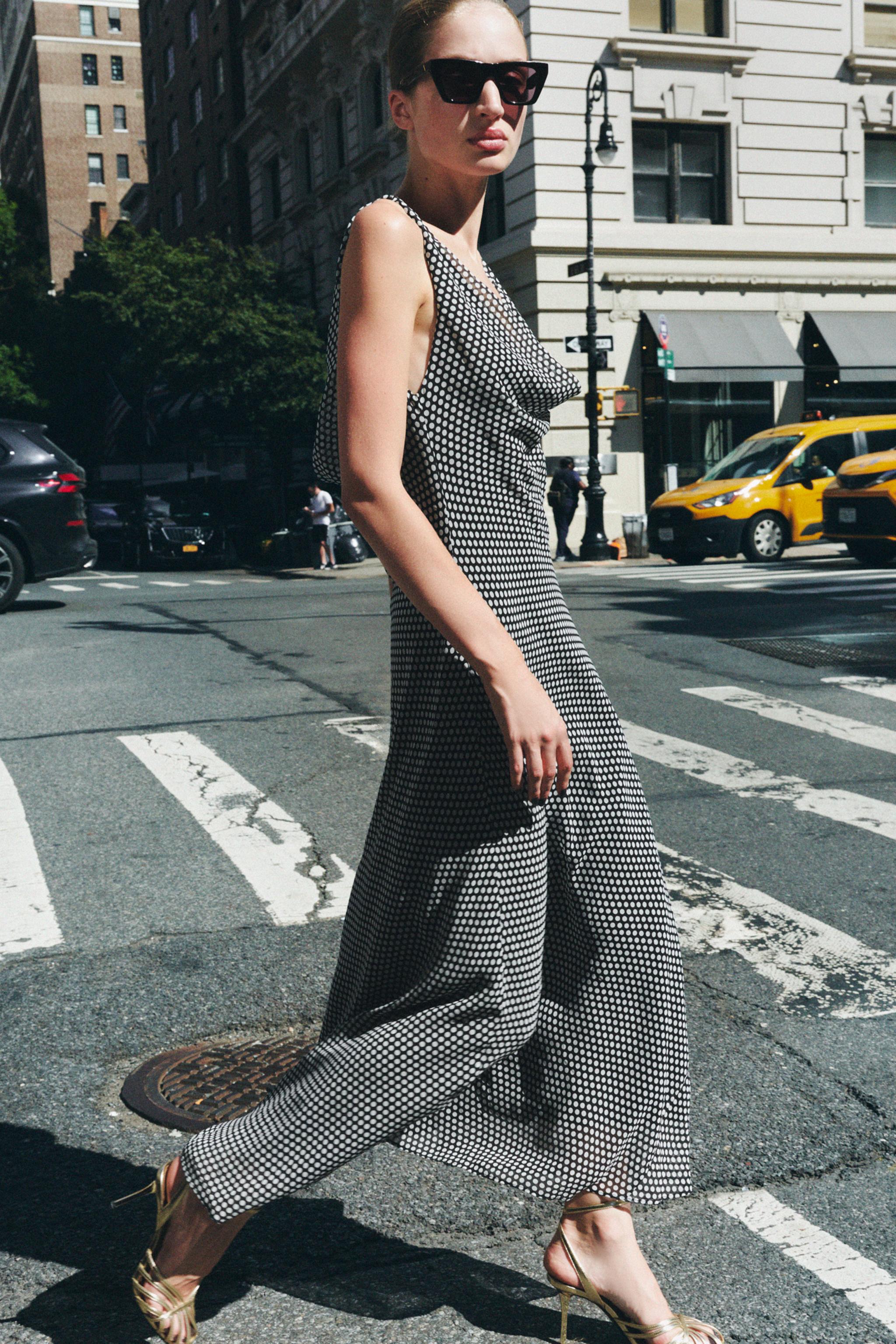 Zw Collection Polka Dot Midi Dress