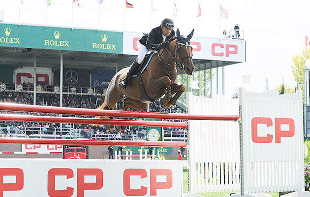 CALGARY, AB - SEPTEMBER 9: Sameh El Dahan of Egypt riding Suma's Zorro winds in the individual jumping equestrian on the final day of the Masters tournament at Spruce Meadows on September 9, 2018 in Calgary, Alberta, Canada. Sameh placed first with a jump-off time of 42.210 seconds and 0 faults. (Photo by Derek Leung/Getty Images)